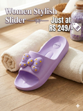 Voguish Women's Purple Bow Premium Sliders – Lightweight EVA Comfort Flip-Flops for Daily Wear