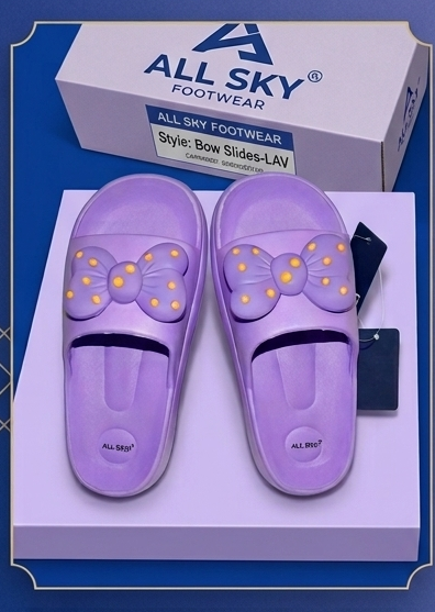 Voguish Women's Purple Bow Premium Sliders – Lightweight EVA Comfort Flip-Flops for Daily Wear