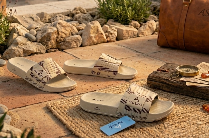 All-Sky Men's Premium Sliders – Lightweight EVA Comfort Slides with Stylish Graphic Strap